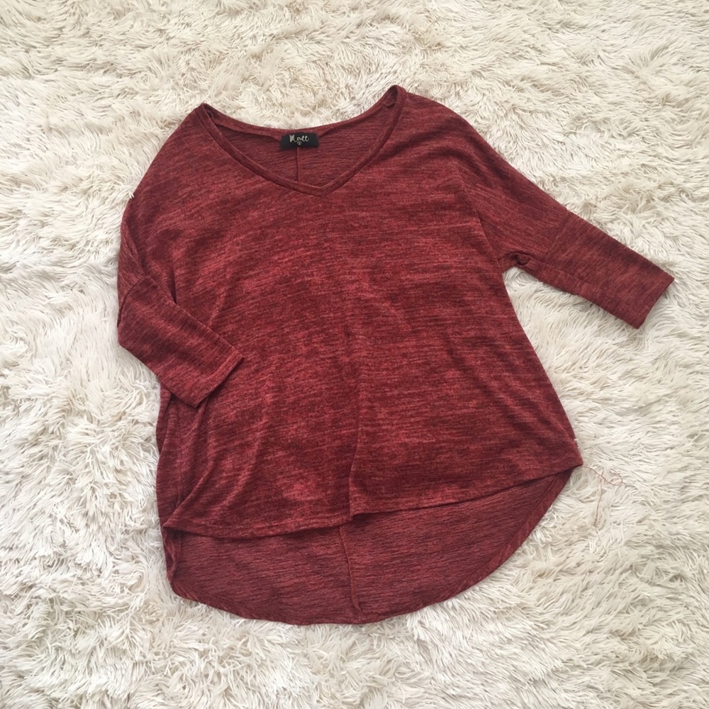 Meritt Wine 3/4 Sleeved Sweater